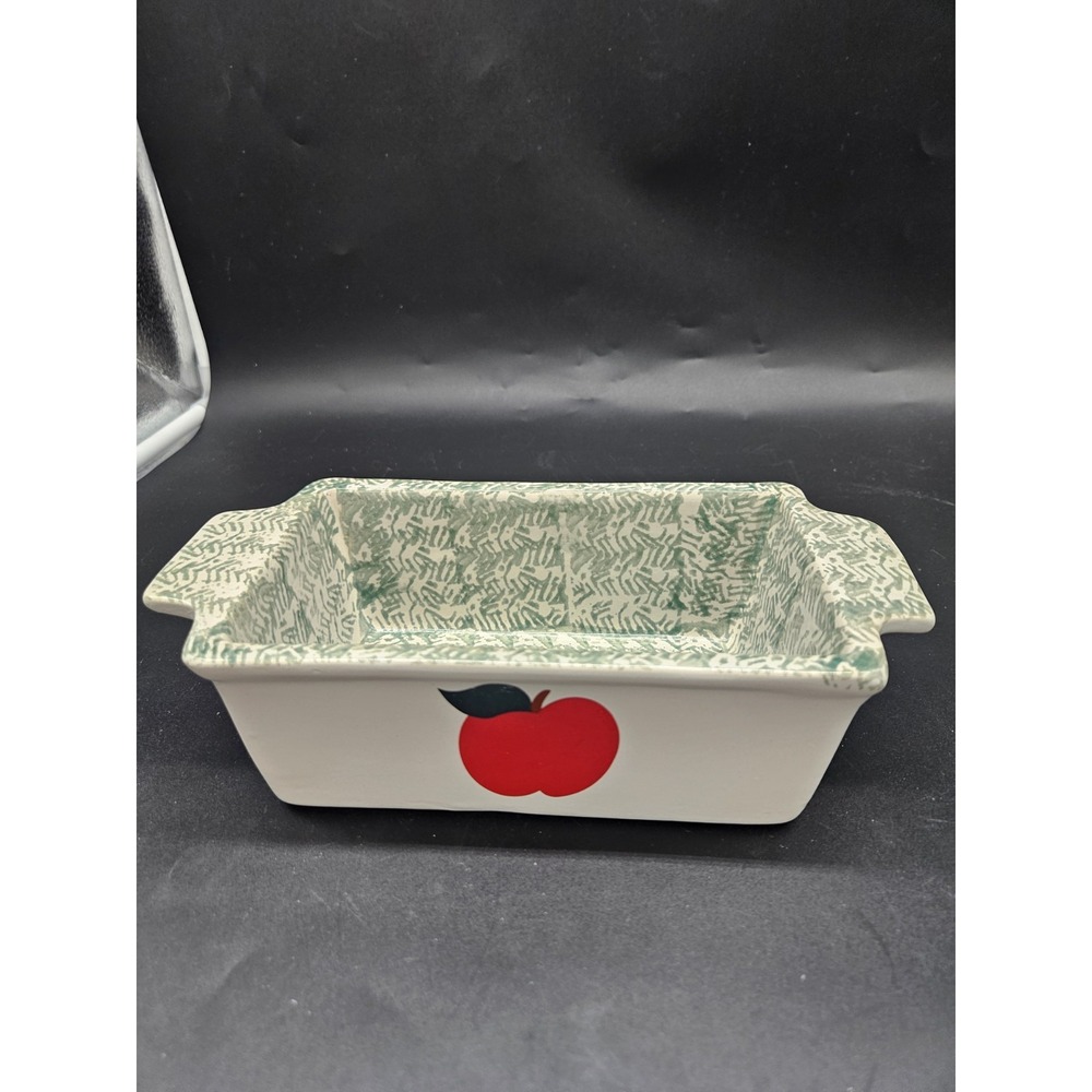 Vintage Stoneware Apple Design Baking Dish Loaf Bread Pan cottagecore